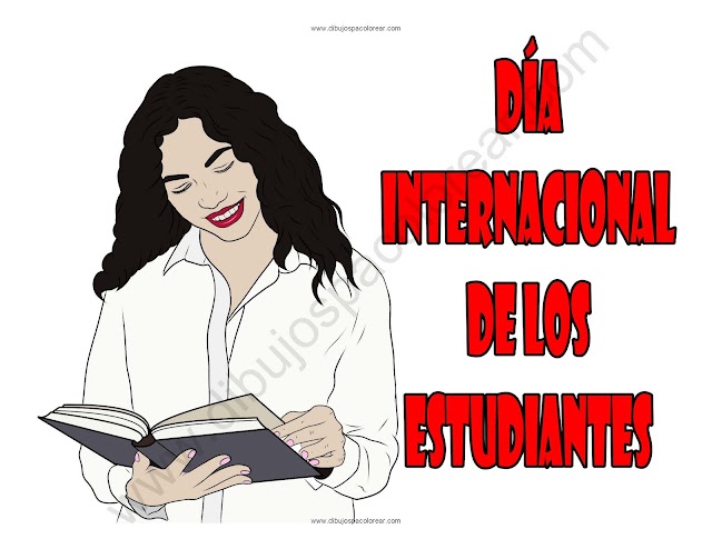 Día Internacional de los Estudiantes dibujo a color y para colorear